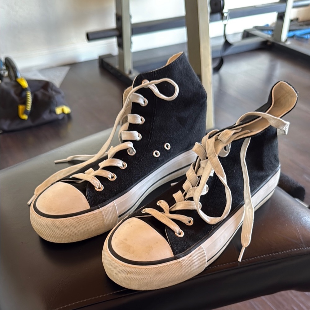 Amazon Black and White High-Top Sneakers